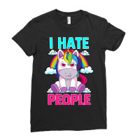 I Hate People Misanthropic Angry Unicorn Misanthro Ladies Fitted T-shirt | Artistshot