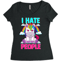 I Hate People Misanthropic Angry Unicorn Misanthro Women's Triblend Scoop T-shirt | Artistshot