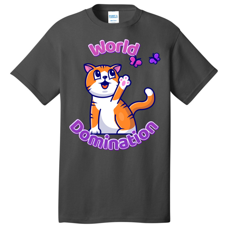 Cat And Butterflies World Domination Cute Colorful Cartoon Pullover Ho Basic T-shirt by cm-arts | Artistshot