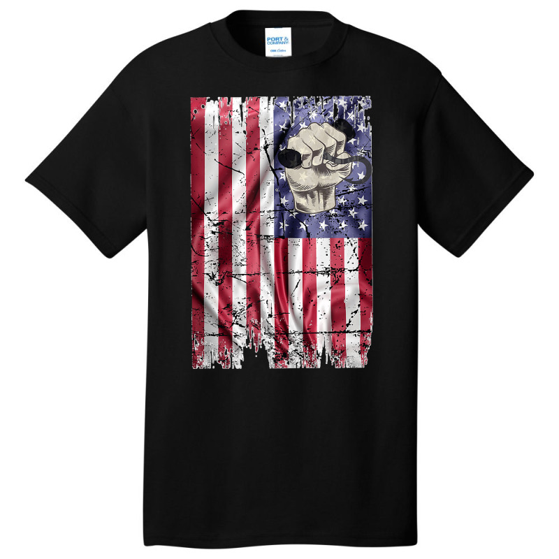 Longshoreman Vintage American Flag Usa Fist And Hook Tank Top Basic T-shirt | Artistshot