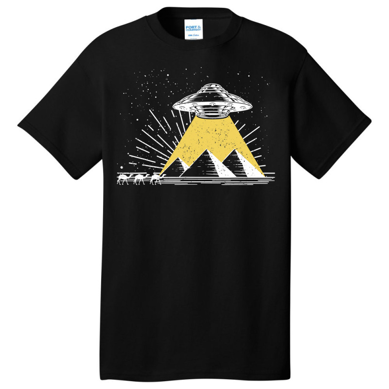 Ufo Alien Abduction Pyramids Ancient Egypt Camels Science Basic T-shirt | Artistshot