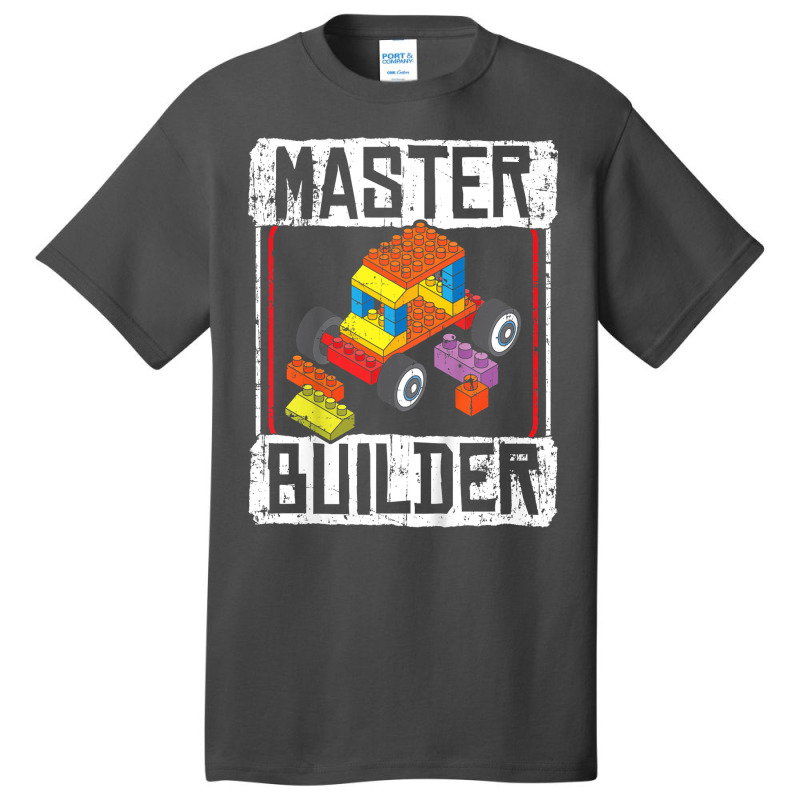 Kids Master Builder For A Builder Block Building Blocks Bricks T Shirt Basic T-shirt | Artistshot