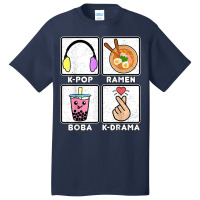 Kpop Ramen Boba Kdrama Bubble Tea Cute Kawaii Korean Heart Basic T-shirt | Artistshot