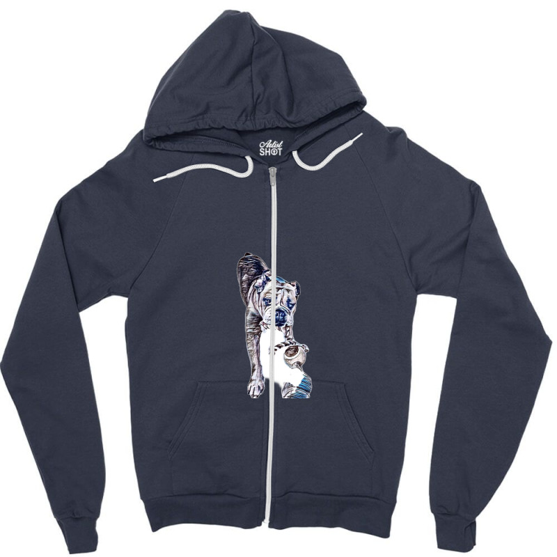 Bulldog Playing Tug-o-war Wit Zipper Hoodie | Artistshot