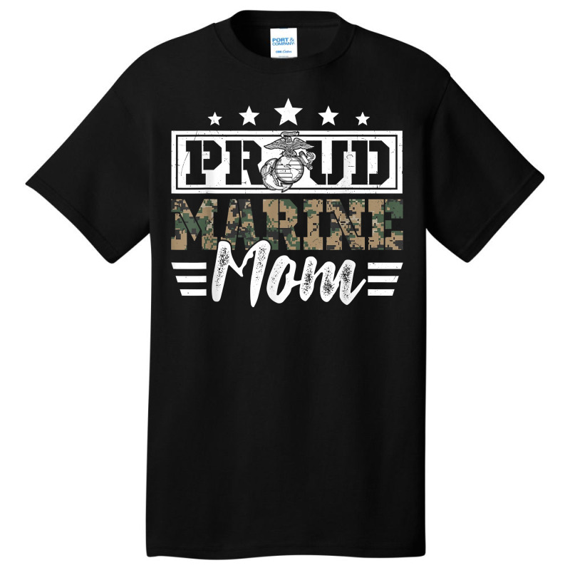 Proud Marine Military Veteran Mom Mama Mommy Mother's Day T Shirt Basic T-shirt by cm-arts | Artistshot