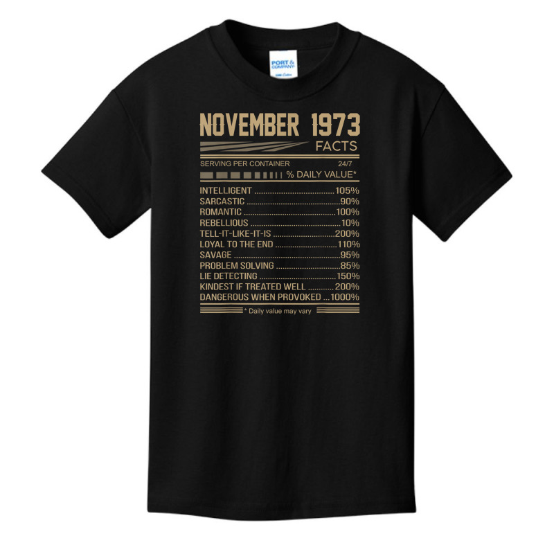 November 1973 45 Years Facts Daily Value T Shirt Basic Youth T-shirt | Artistshot