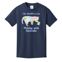 Funny World Is A Cat Playing Map T Shirt Basic Youth T-shirt | Artistshot