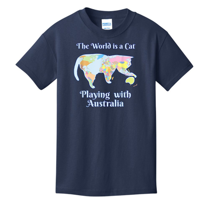 Funny World Is A Cat Playing Map T Shirt Basic Youth T-shirt | Artistshot