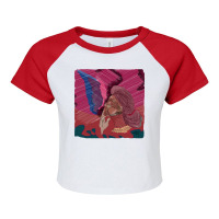 Woman Smoking Visuals Raglan Crop Top | Artistshot