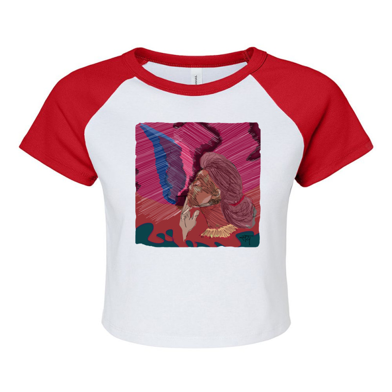 Woman Smoking Visuals Raglan Crop Top by apolitery | Artistshot