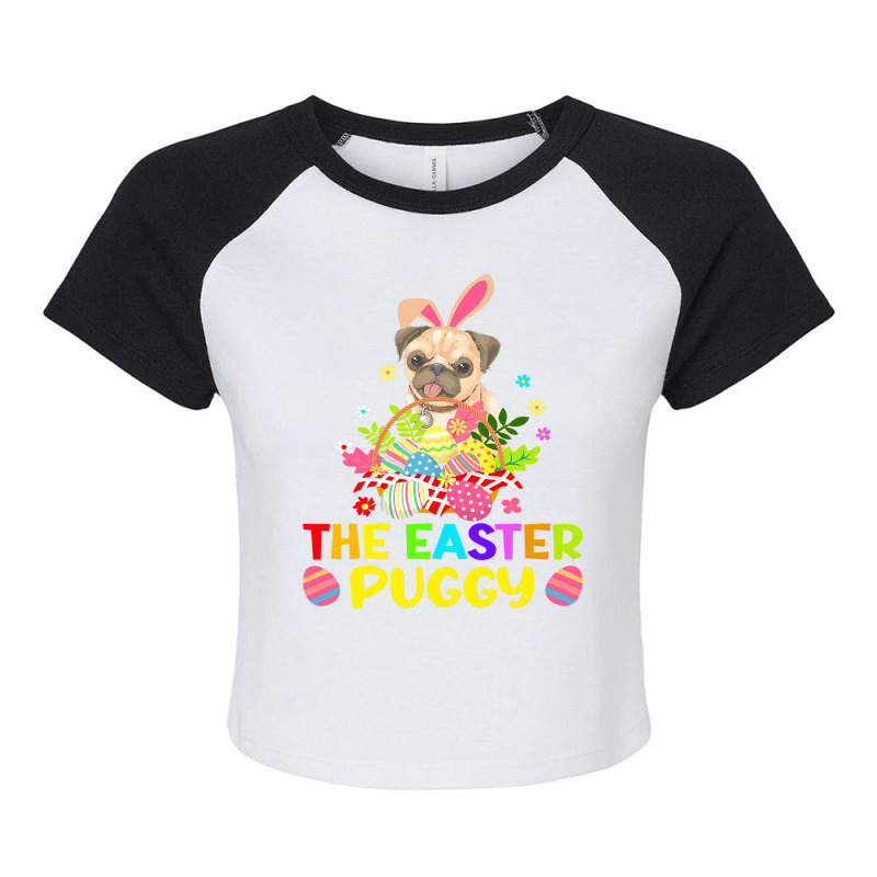 The Easter Puggy Funny Bunny Ears Pug Kids Gift Raglan Crop Top by AURRADILLARD | Artistshot