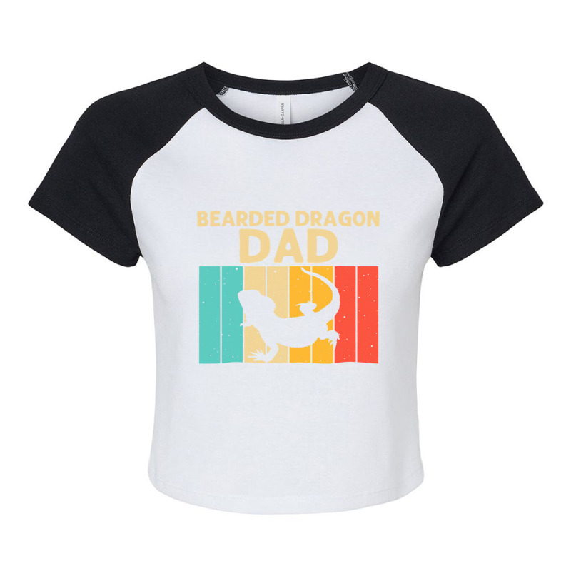 Vintage Bearded Dragon Design For Dad Grandpa Reptile Lover Raglan Crop Top by AURRADILLARD | Artistshot