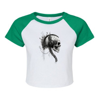 Cyberpunk Robotic Skull With Headphones Technology Raglan Crop Top | Artistshot