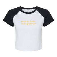 Funny Menos Hate Mas Perreo Quote Cool Reggae Dance Raglan Crop Top | Artistshot