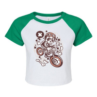 Trending Skeleton Mountain Biker Raglan Crop Top | Artistshot