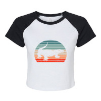 Vintage Komodo Dragon Reptile Retro Sunset Funny Zookeeper Raglan Crop Top | Artistshot