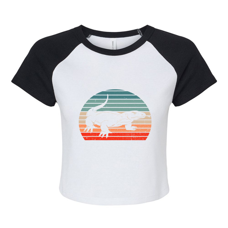 Vintage Komodo Dragon Reptile Retro Sunset Funny Zookeeper Raglan Crop Top by MELISSABISHOP | Artistshot