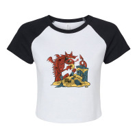 Scary Halloween Dragon Raglan Crop Top | Artistshot