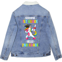 Goodbye 1st Grade Hello 2nd Grade Unicorn Girls Unisex Sherpa-lined Denim Jacket | Artistshot