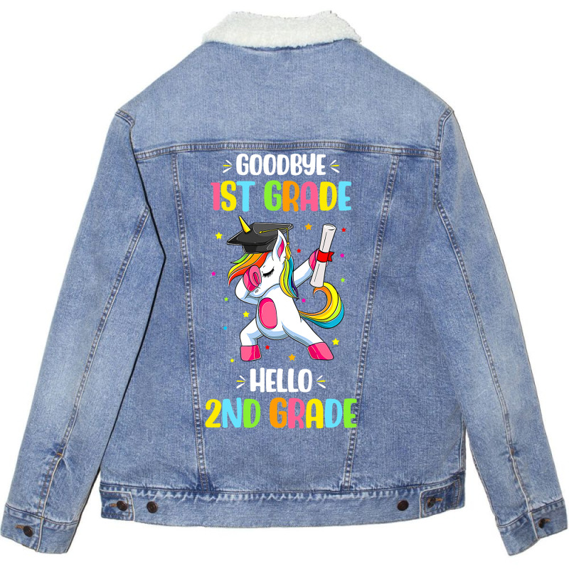 Goodbye 1st Grade Hello 2nd Grade Unicorn Girls Unisex Sherpa-lined Denim Jacket | Artistshot