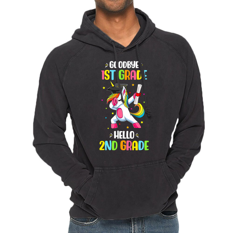 Goodbye 1st Grade Hello 2nd Grade Unicorn Girls Vintage Hoodie | Artistshot