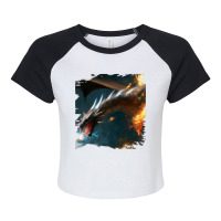 Space Dragon Breathing Fire Raglan Crop Top | Artistshot