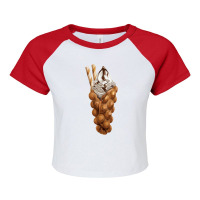 Eggette Bubble Waffle Vanilla Ice Cream Raglan Crop Top | Artistshot