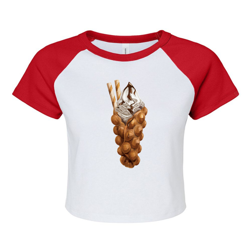 Eggette Bubble Waffle Vanilla Ice Cream Raglan Crop Top by Baksoji | Artistshot