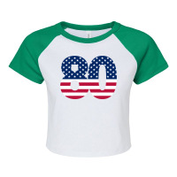 80 Patriot United States Number Eighty America Raglan Crop Top | Artistshot