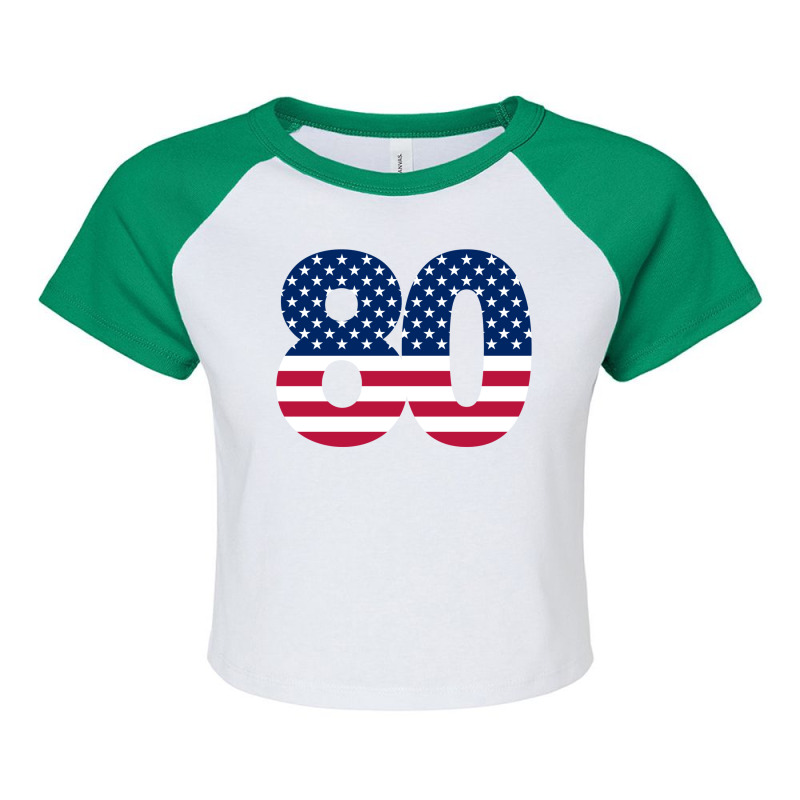 80 Patriot United States Number Eighty America Raglan Crop Top by haftubaebir | Artistshot