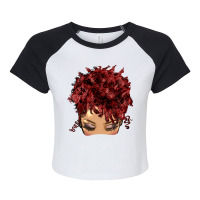 Afro Light Skin Red Hair Messy Bun Raglan Crop Top | Artistshot