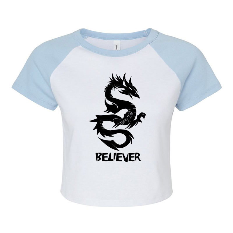 Imagine, Dream, Believe  Fantasy Dragon Tattoo Raglan Crop Top by home12 | Artistshot