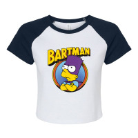 The Simpsons Bartman Hero Shot C2 Raglan Crop Top | Artistshot