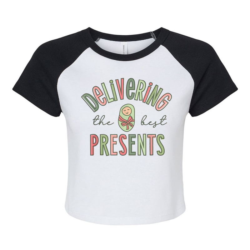 Delivering The Best Presents L And D Christmas Mid Raglan Crop Top by fiddolamuf | Artistshot