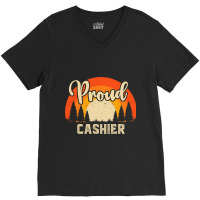 Funny Cashier Superhero Vintage Tee For Men Dad 6 V-neck Tee | Artistshot