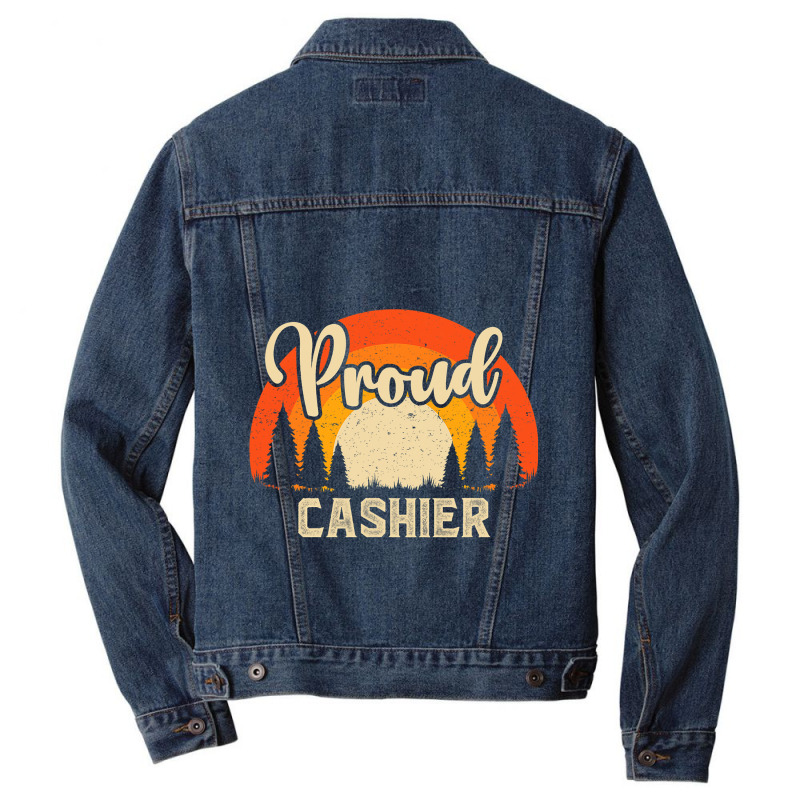 Funny Cashier Superhero Vintage Tee For Men Dad 6 Men Denim Jacket | Artistshot