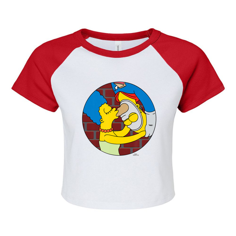 The Simpsons Marge And Homer Pie Man Upside Down K Raglan Crop Top by longdanouj | Artistshot