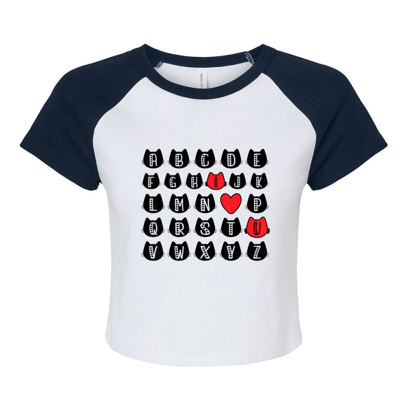 Mens Alphabet Abc I Love You Cat Lover Valentines Raglan Crop Top by kimblejoettaefd | Artistshot