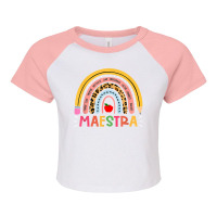 Maestra Proud Spanish Teacher Bilingual Teacher Cu Raglan Crop Top | Artistshot