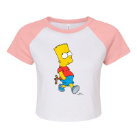 The Simpsons Bart Simpson With Slingshot T Shirt Raglan Crop Top | Artistshot