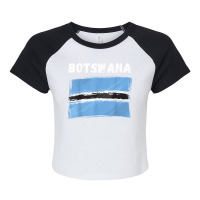 Botswana Flag Vintage Grunge Batswana Flag Botswan Raglan Crop Top | Artistshot