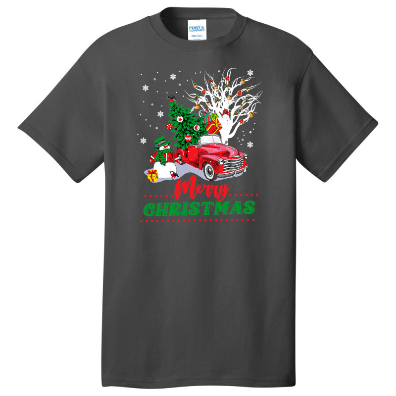 Vintage Wagon Christmas T-shirt - Tree On Car Xmas Vacation T-shirt Basic T-shirt by cm-arts | Artistshot