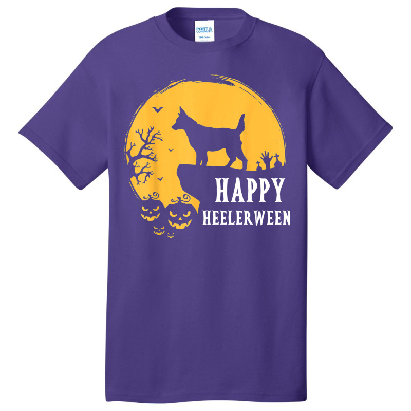 Australian Cattle Dog Full Moon Red Blue Heeler Halloween Basic T-shirt by Newest | Artistshot