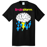 Funny Brainstorm Good Idea Lightbulb Thunder Basic T-shirt | Artistshot