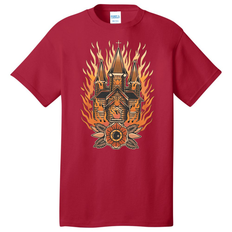 Burning Church, Burning Church Art, Burning Church Vintage, Burning Ch Basic T-shirt | Artistshot