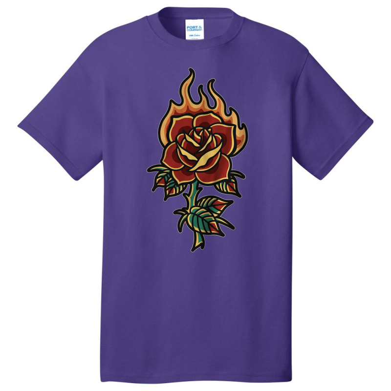 Burning Rose, Burning, Rose, Burning Rose Vintage, Burning Rose Painti Basic T-shirt | Artistshot