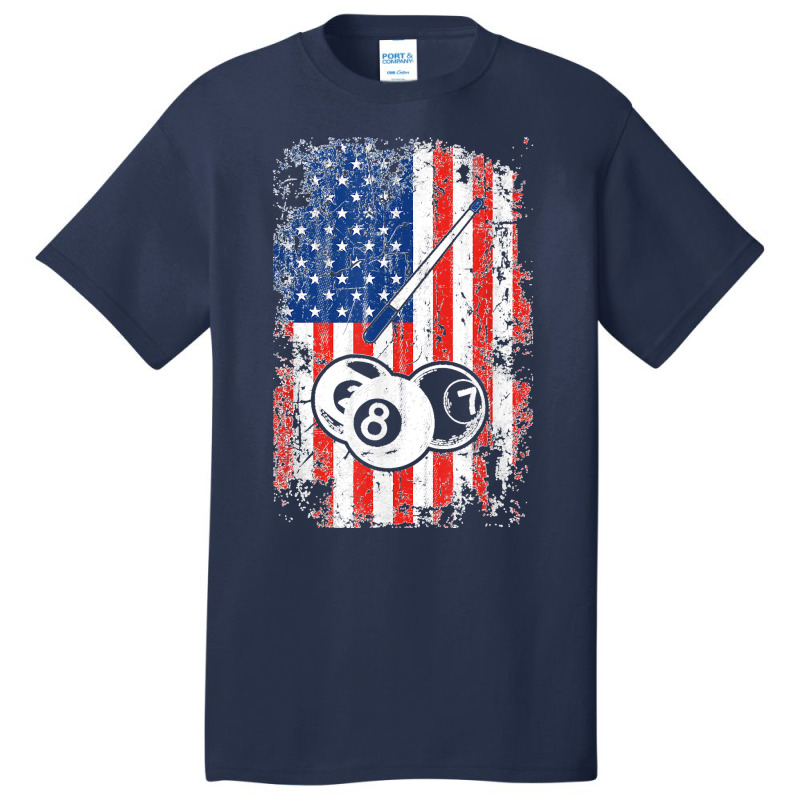 Billiards American Flag Cue Pool Balls Billiard Player Gift T Shirt Basic T-shirt | Artistshot