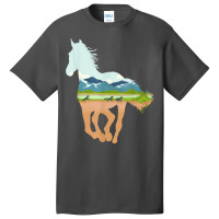 Horse Print With Landscape Horse Lover, Animal Horse Basic T-shirt | Artistshot