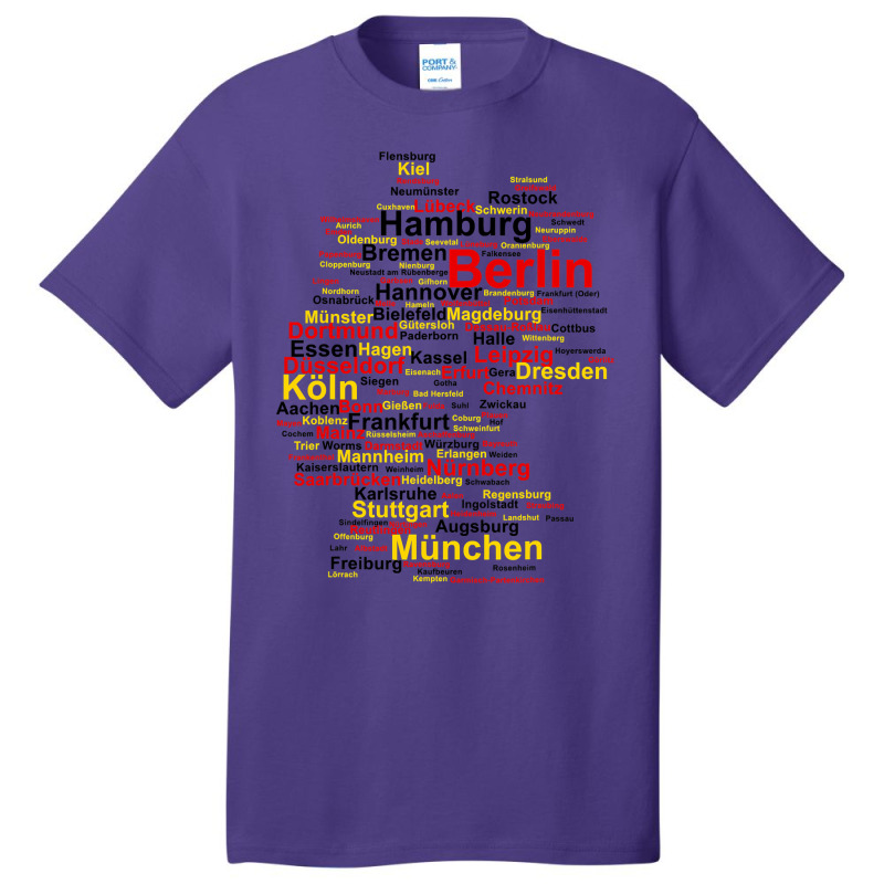 Germany Map Silhouette Towns Cities Flag Berlin Travel Basic T-shirt | Artistshot