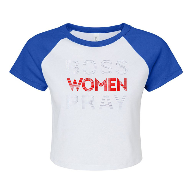 Boss Women Pray Bling Rhinestone Funny Christian F Raglan Crop Top by scrabeck | Artistshot